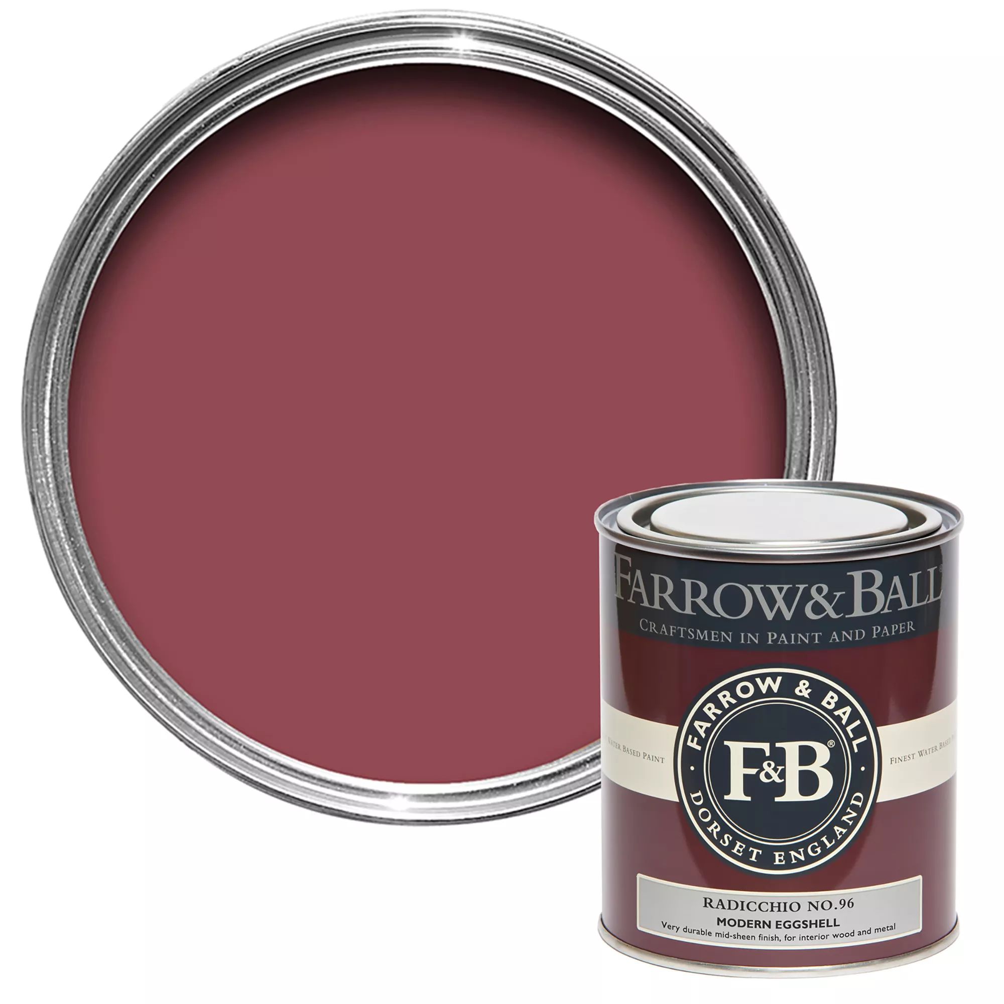 Farrow & Ball Modern Radicchio No.96 Eggshell Paint, 750ml 1 Farrow & Ball Modern Radicchio No.96 Eggshell Paint, 750ml