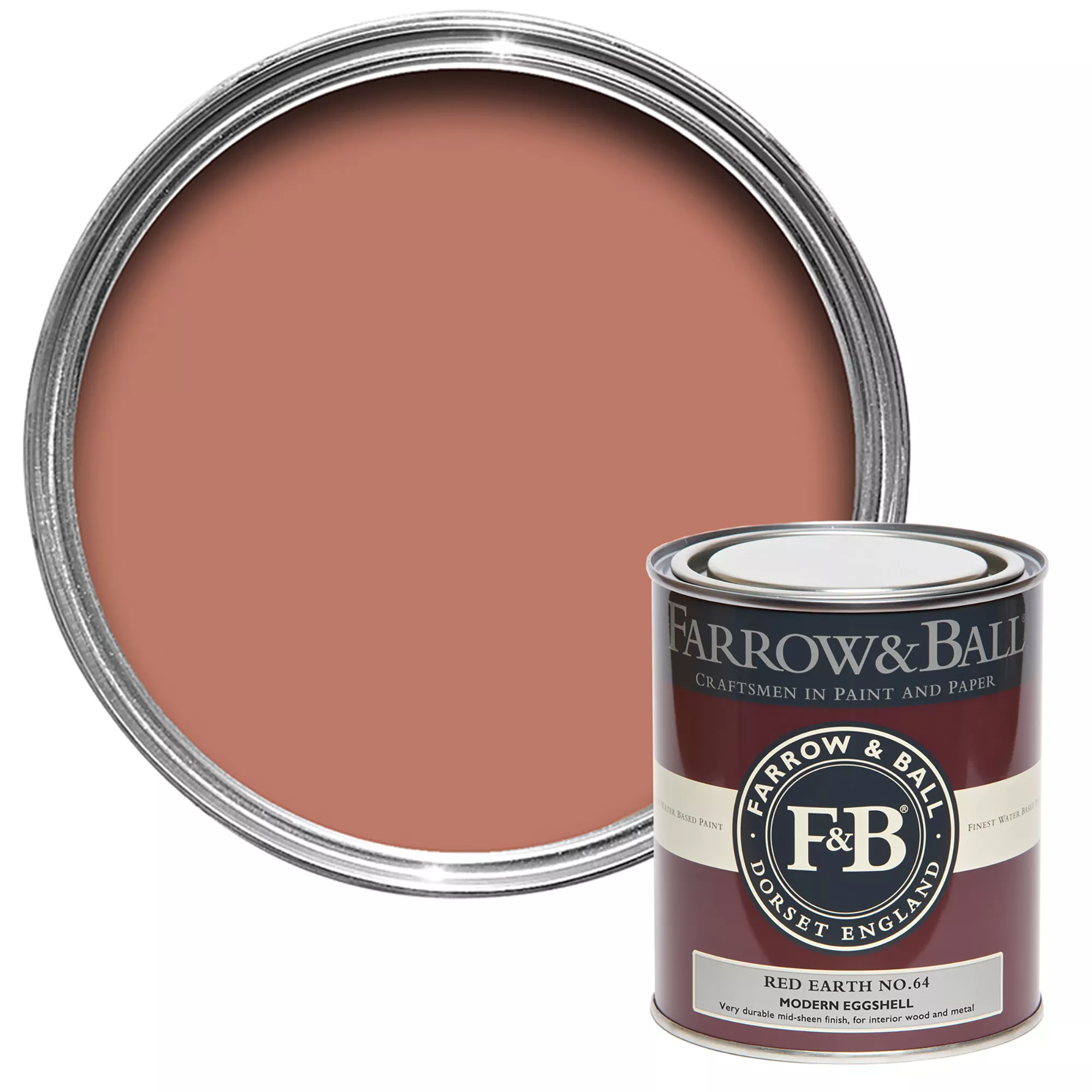 Farrow & Ball Modern Red Earth No.64 Eggshell Paint, 750ml 1 Farrow & Ball Modern Red Earth No.64 Eggshell Paint, 750ml