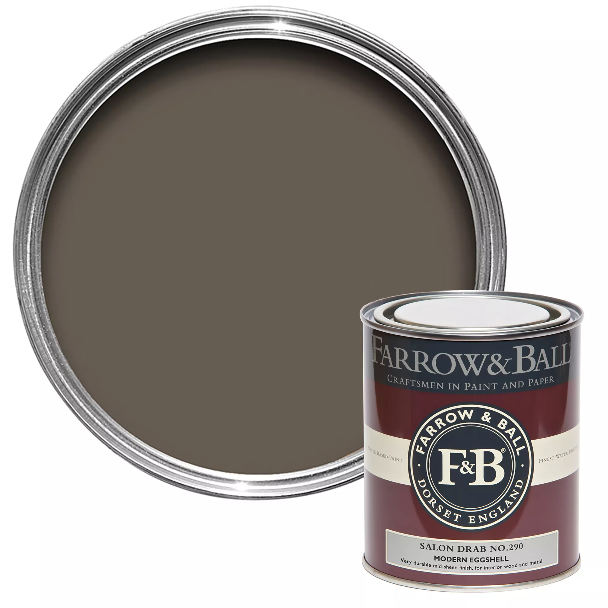 Farrow & Ball Modern Salon Drab No.290 Eggshell Paint, 750ml 1 Farrow & Ball Modern Salon Drab No.290 Eggshell Paint, 750ml