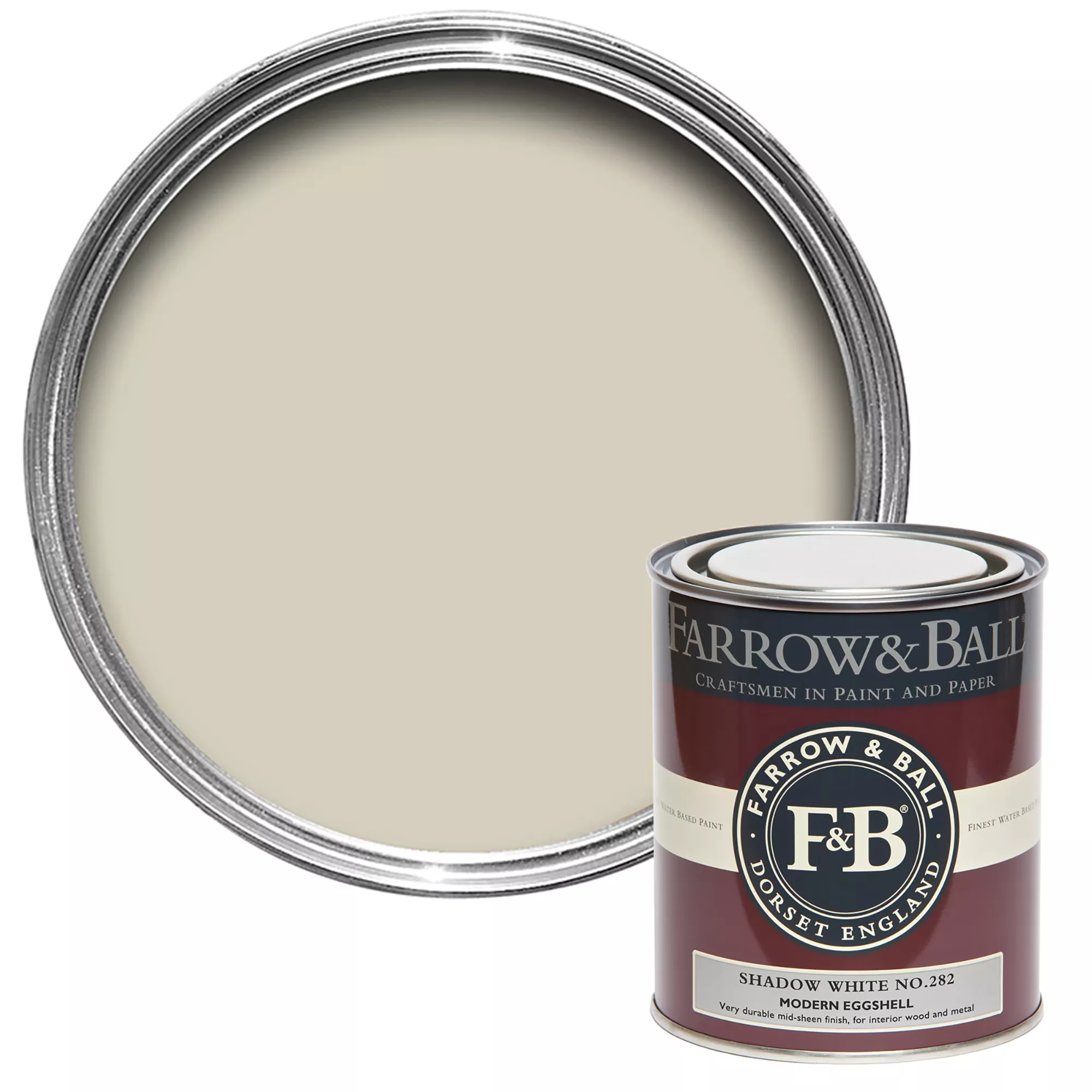 Farrow & Ball Modern Shadow White No.282 Eggshell Paint, 750ml 1 Farrow & Ball Modern Shadow White No.282 Eggshell Paint, 750ml