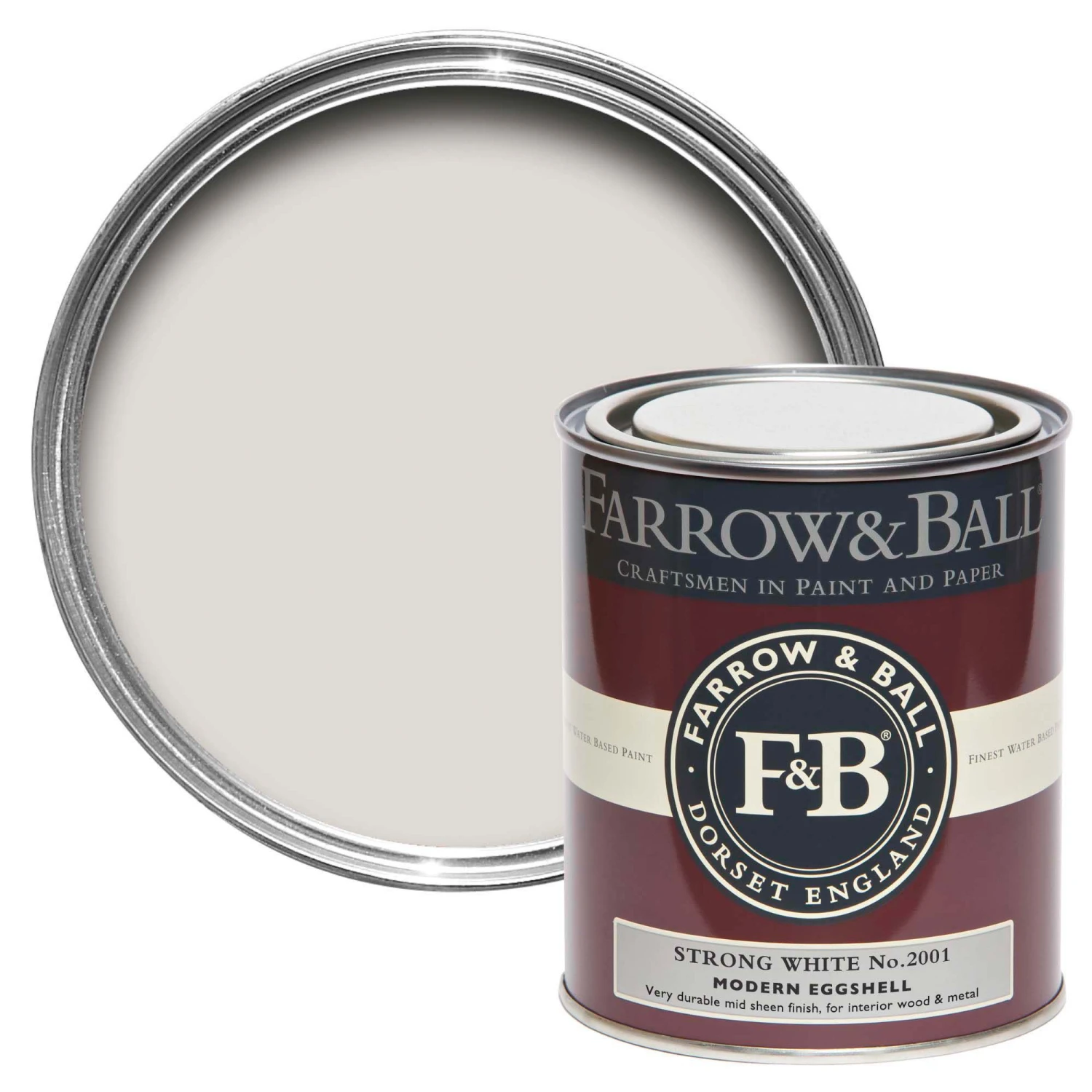 Farrow & Ball Modern Strong White No.2001 Eggshell Paint, 750ml 1 Farrow & Ball Modern Strong White No.2001 Eggshell Paint, 750ml