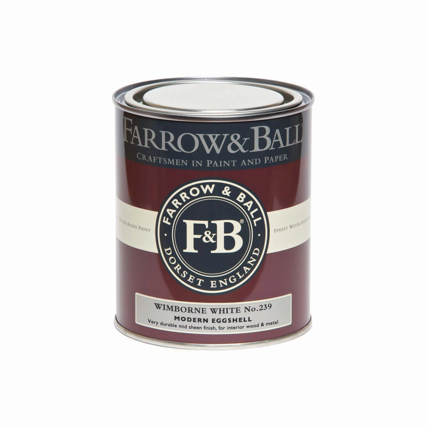 Farrow & Ball Modern Wimborne White No.239 Eggshell Paint, 750ml 2 Farrow & Ball Modern Wimborne White No.239 Eggshell Paint, 750ml - Image 2