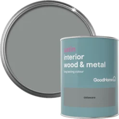 GoodHome Delaware Satin Metal & Wood Paint, 750ml