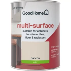 GoodHome Durable Cancun Satin Multi-surface Paint, 750ml -Trade Point goodhome durable cancun satin multi surface paint 750ml3663602585671 02c