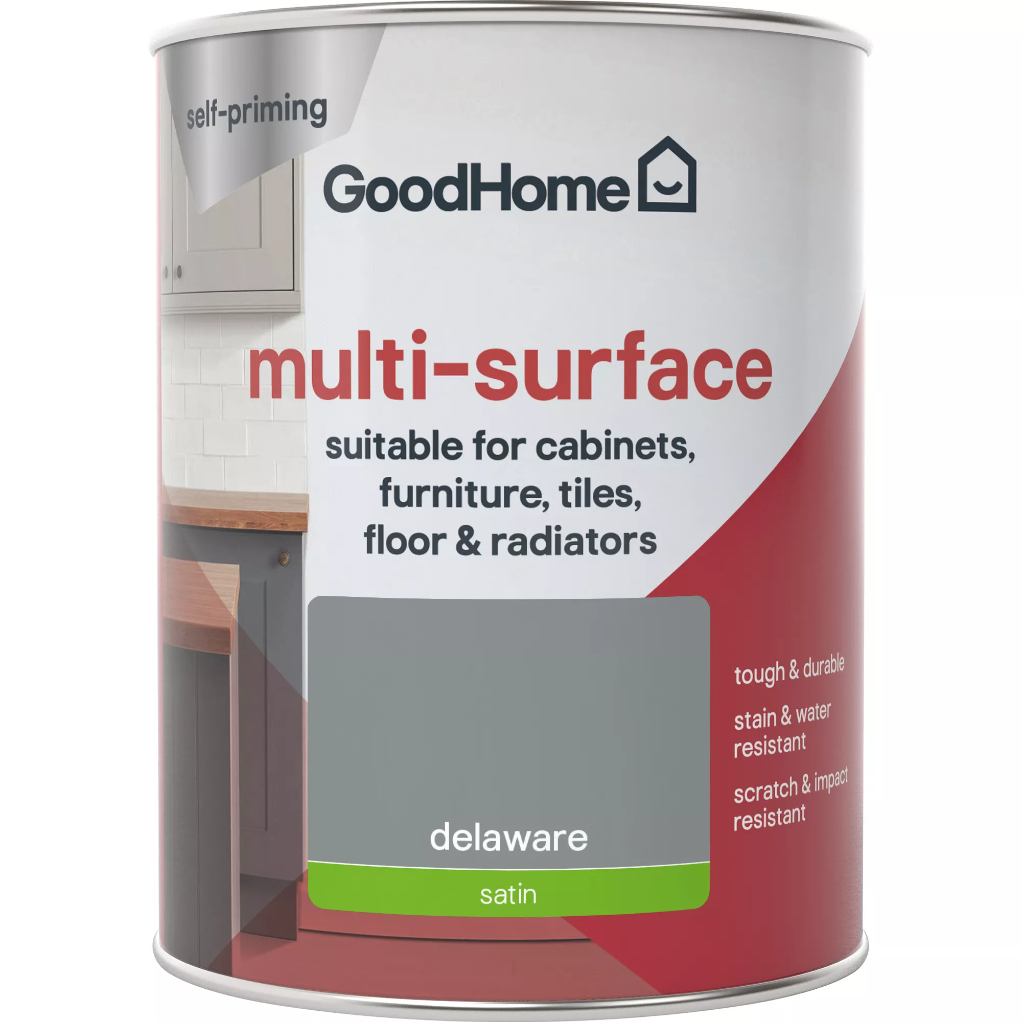 GoodHome Durable Delaware Satin Multi-surface Paint, 750ml 3 GoodHome Durable Delaware Satin Multi-surface Paint, 750ml - Image 3
