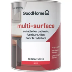GoodHome Durable North Pole (Brilliant White) Gloss Multi-surface Paint, 750ml -Trade Point goodhome durable north pole brilliant white gloss multi surface paint 750ml3663602585596 02c
