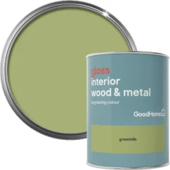 GoodHome Greenhills Gloss Metal & Wood Paint, 750ml