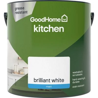 GoodHome Kitchen Brilliant White Matt Emulsion Paint, 2.5L 2 GoodHome Kitchen Brilliant White Matt Emulsion Paint, 2.5L - Image 2