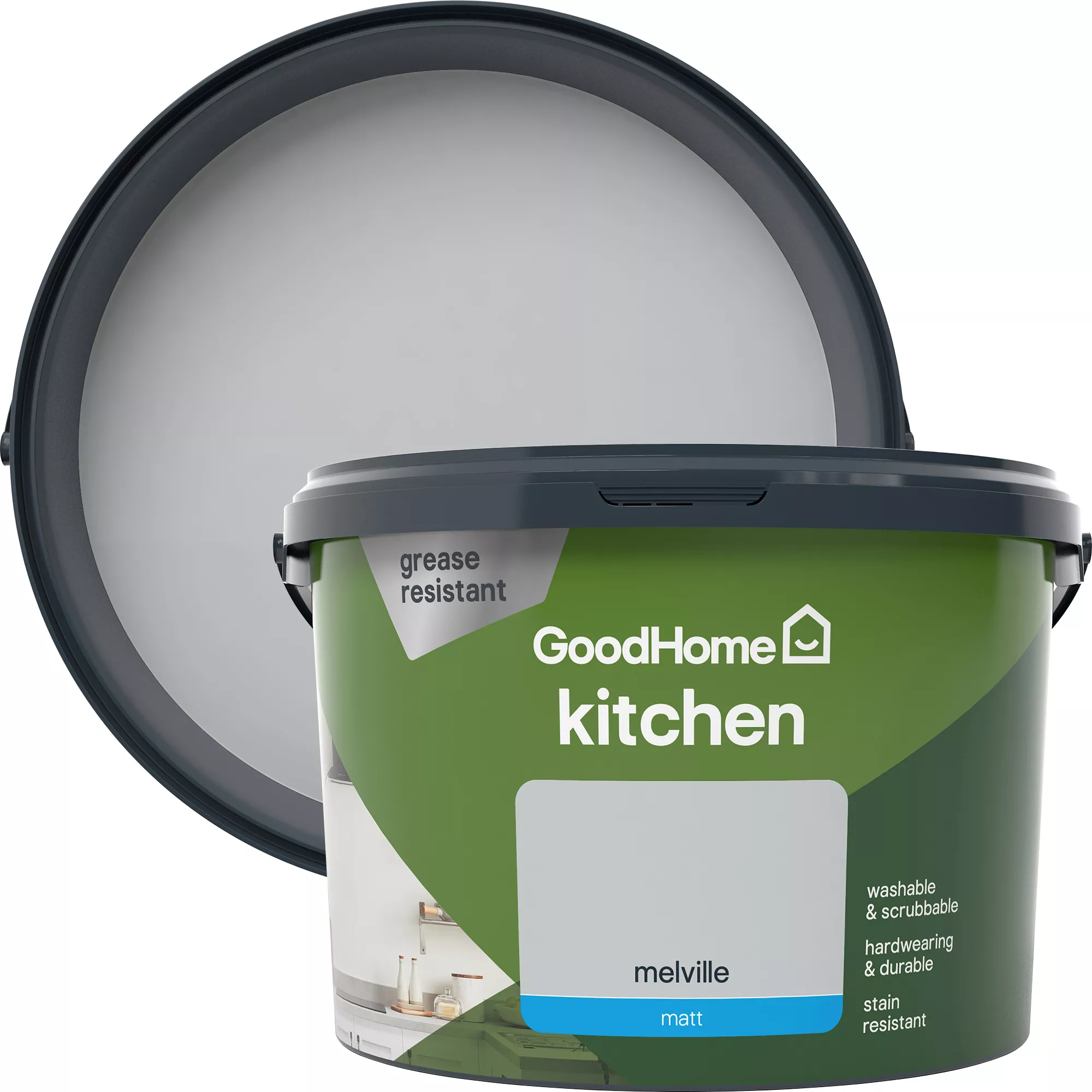 GoodHome Kitchen Melville Matt Emulsion Paint, 2.5L 1 GoodHome Kitchen Melville Matt Emulsion Paint, 2.5L