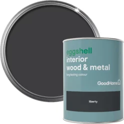 GoodHome Liberty Black Eggshell Metal & Wood Paint, 750ml