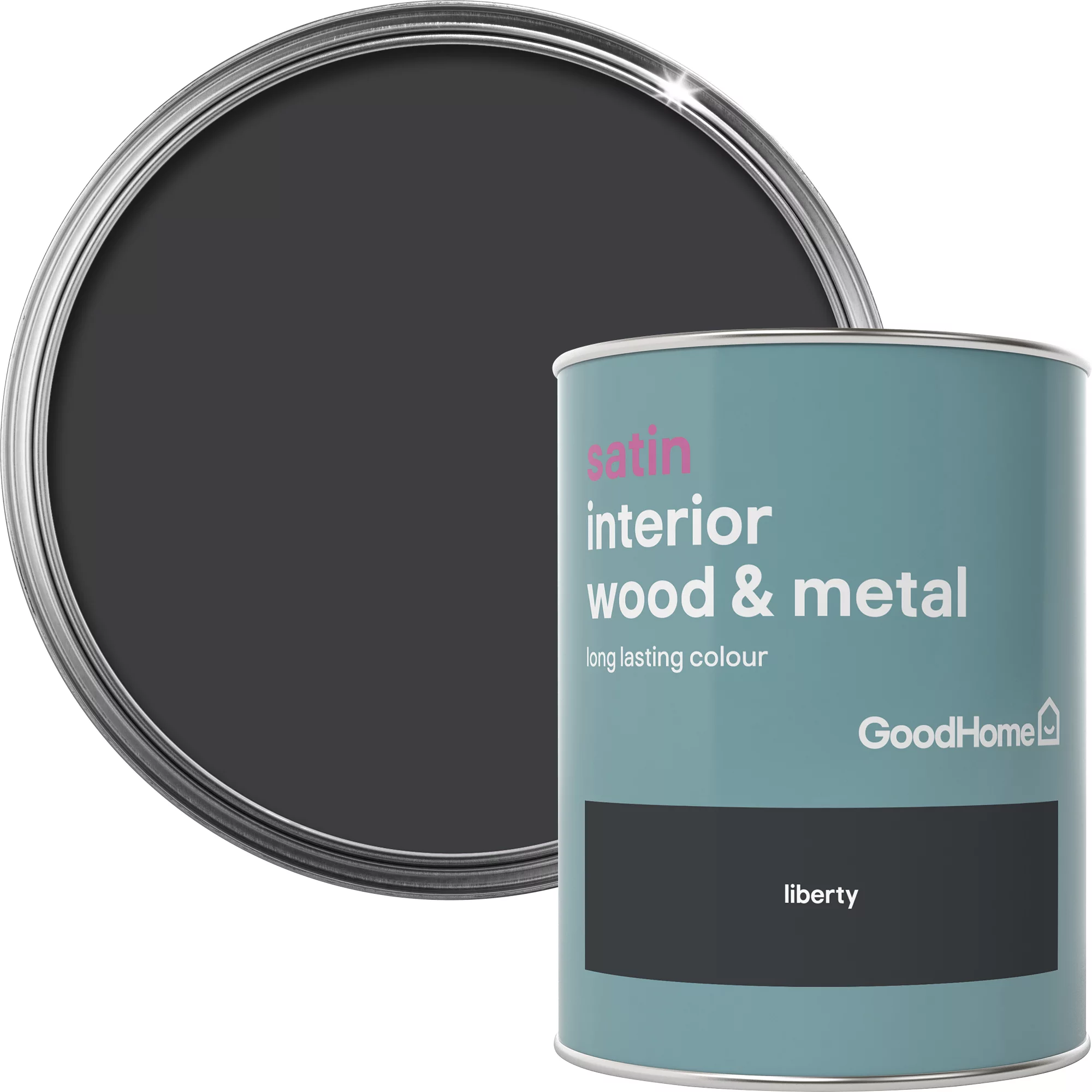 GoodHome Liberty Black Satin Metal & Wood Paint, 750ml 1 GoodHome Liberty Black Satin Metal & Wood Paint, 750ml