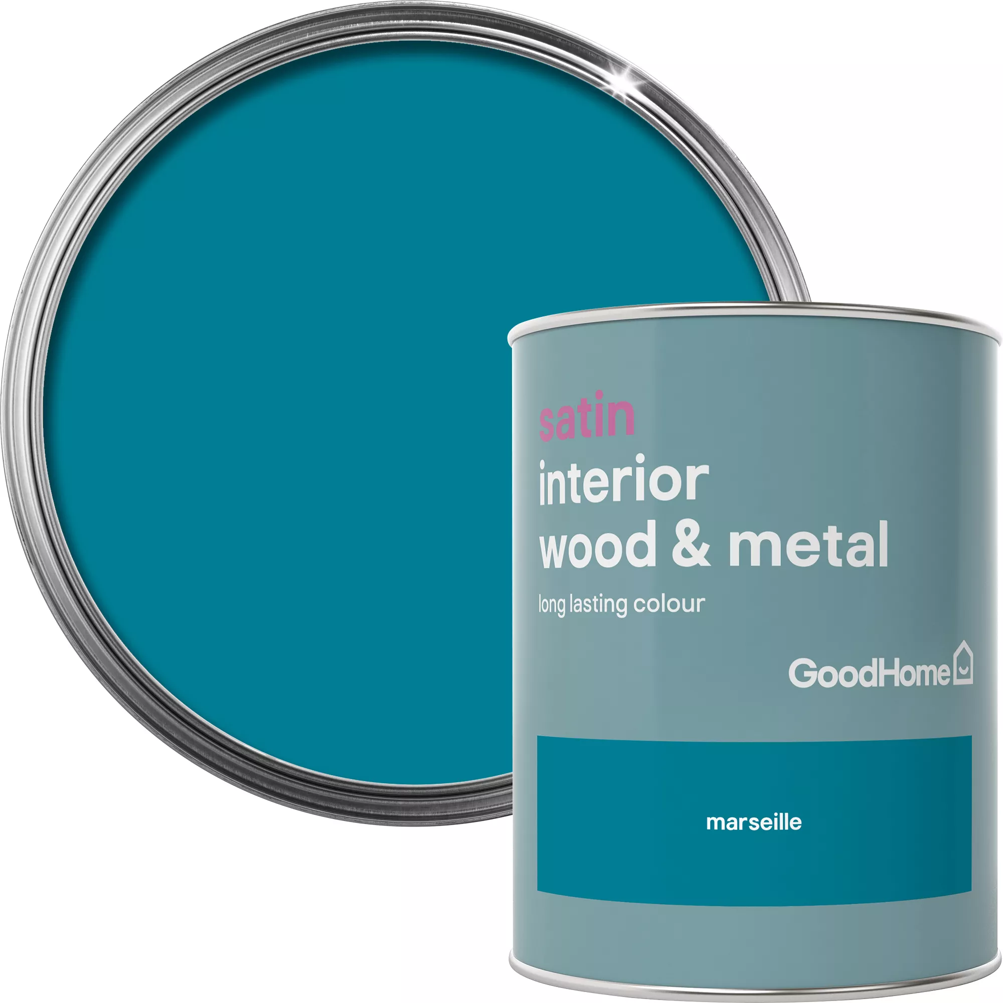 GoodHome Marseille Satin Metal & Wood Paint, 750ml 1 GoodHome Marseille Satin Metal & Wood Paint, 750ml