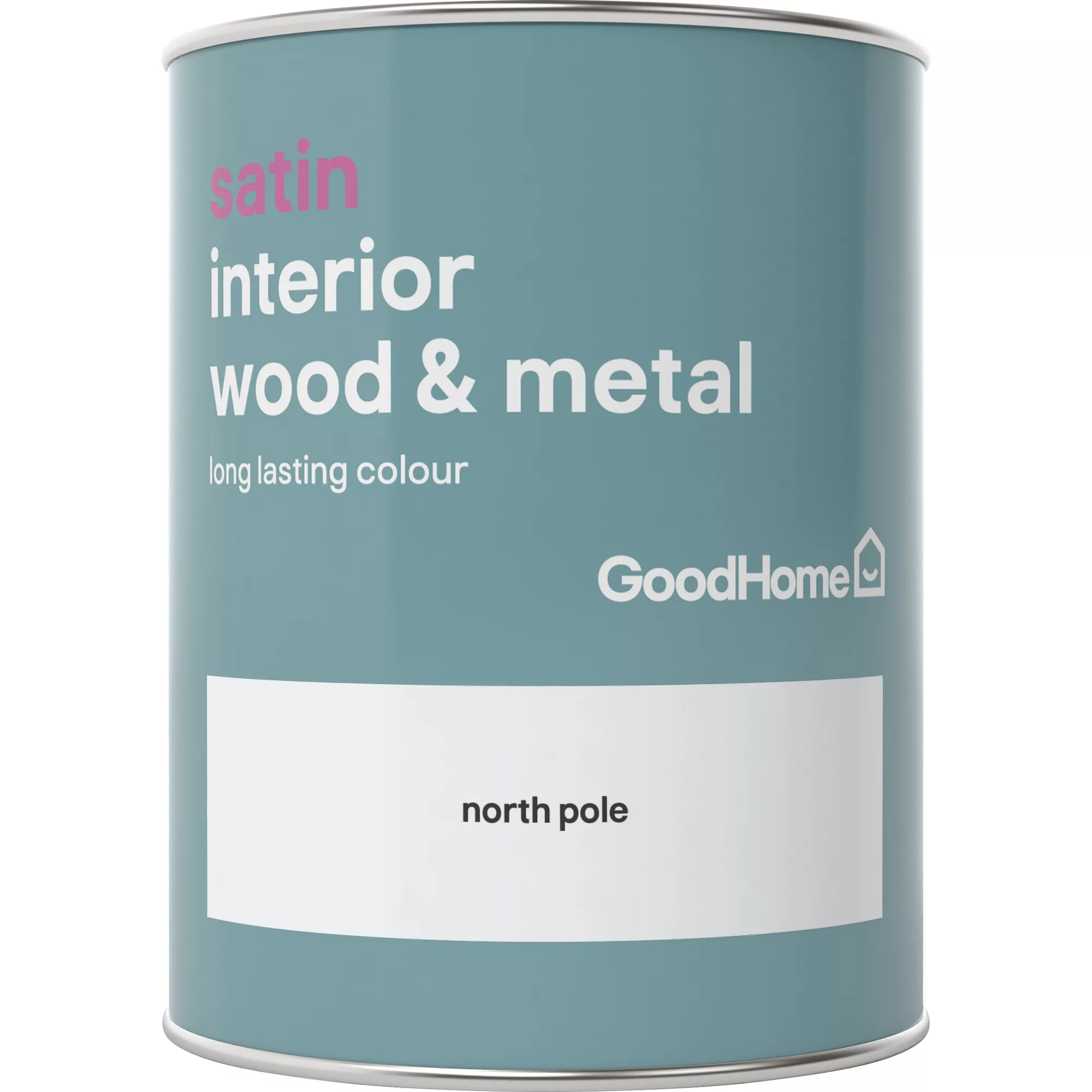GoodHome North Pole Satin Metal & Wood Paint, 750ml 2 GoodHome North Pole Satin Metal & Wood Paint, 750ml - Image 2