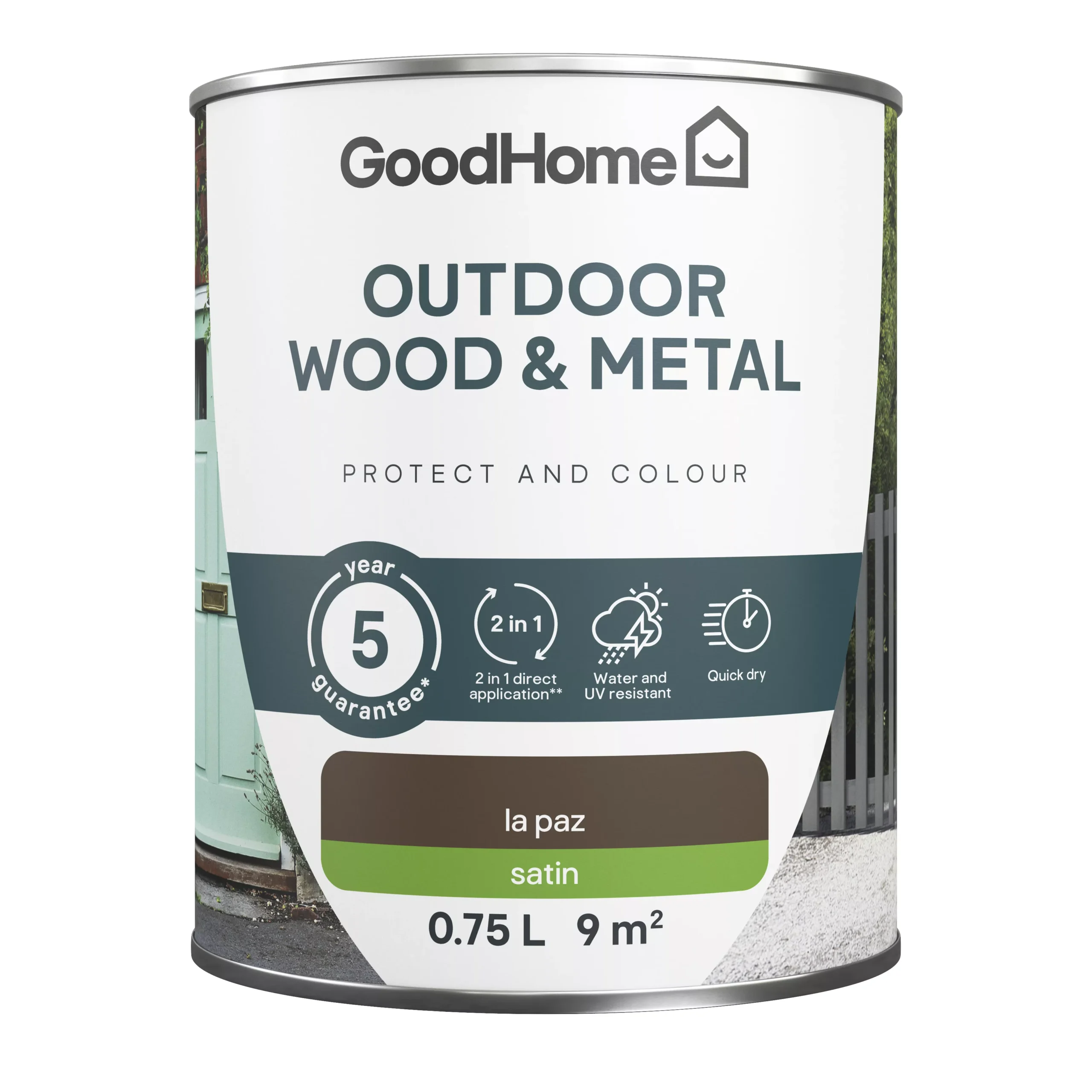 GoodHome Outdoor La Paz Satinwood Multi-surface Paint, 750ml 2 GoodHome Outdoor La Paz Satinwood Multi-surface Paint, 750ml - Image 2