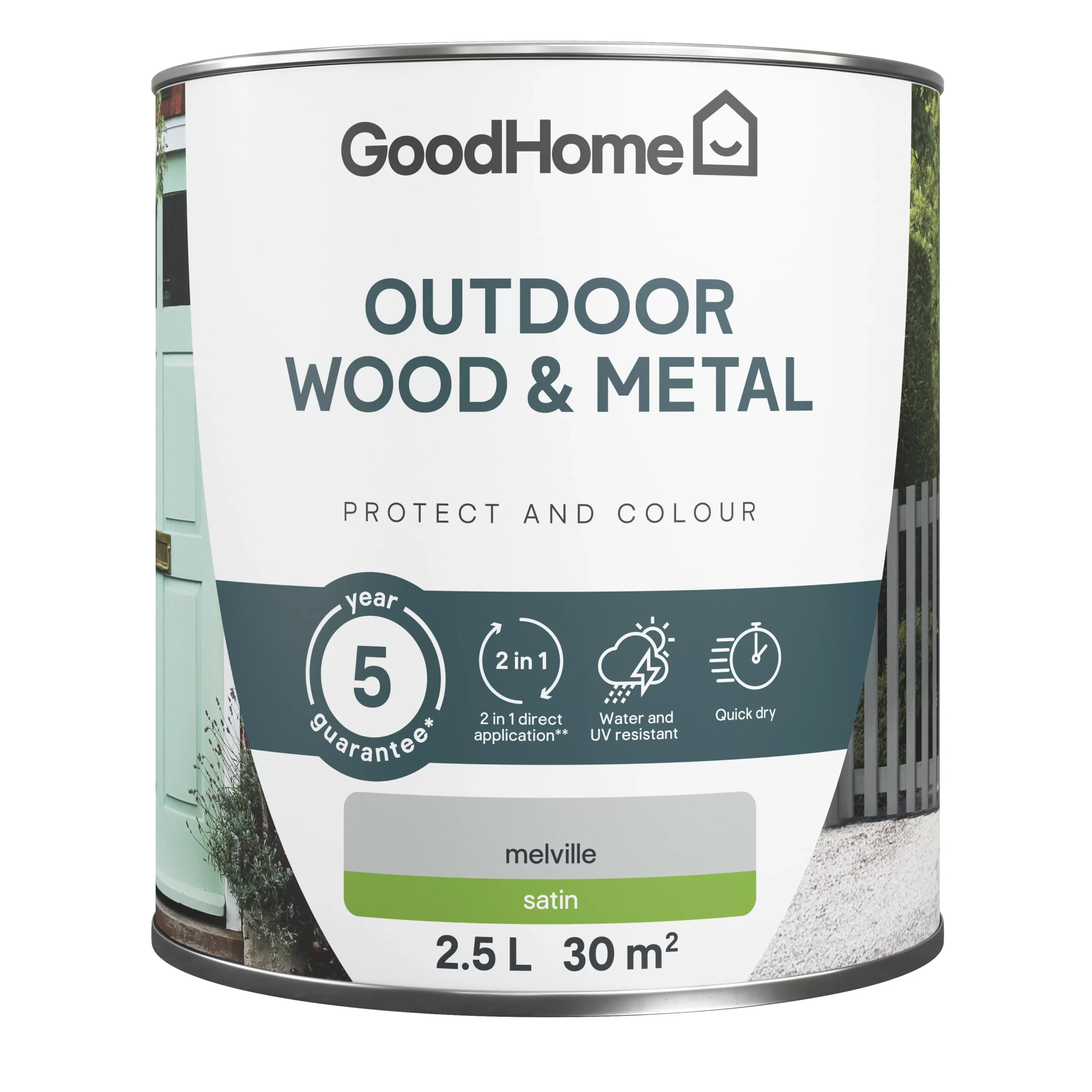 GoodHome Outdoor Melville Satinwood Multi-surface Paint, 2.5L 2 GoodHome Outdoor Melville Satinwood Multi-surface Paint, 2.5L - Image 2