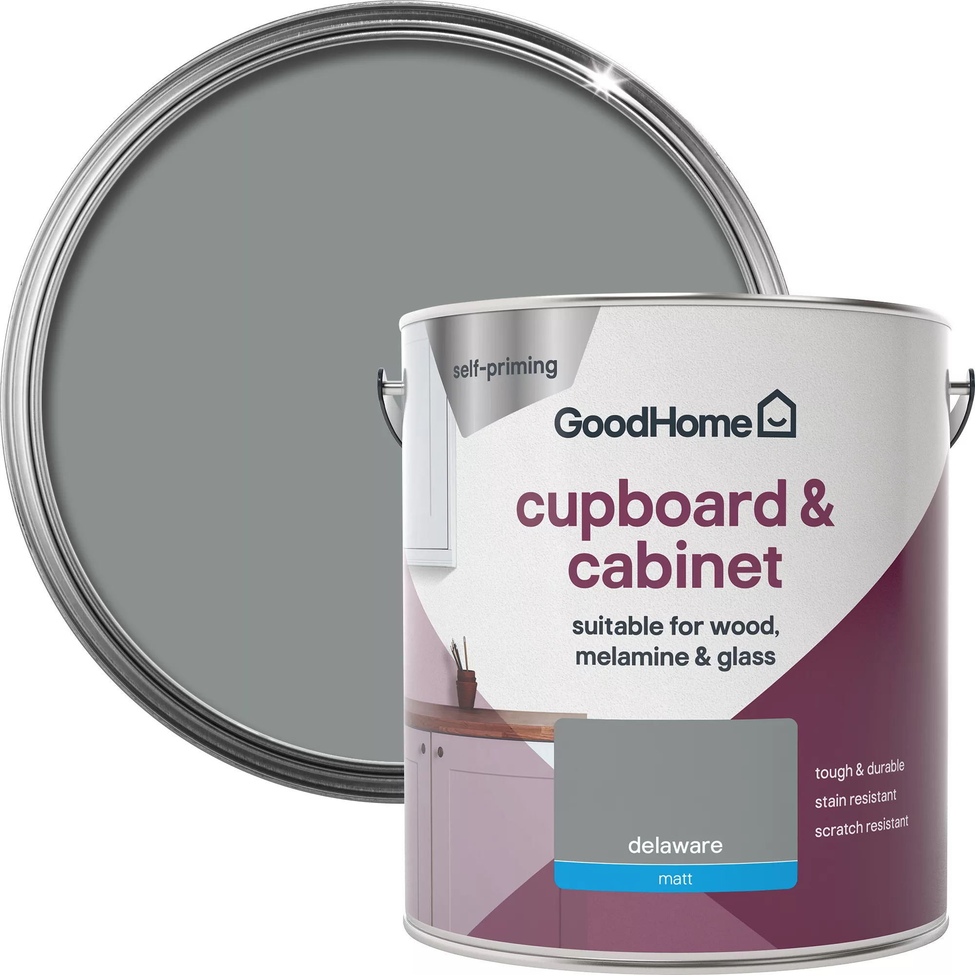 GoodHome Renovation Delaware Matt Cupboard & Cabinet Paint, 2L 1 GoodHome Renovation Delaware Matt Cupboard & Cabinet Paint, 2L