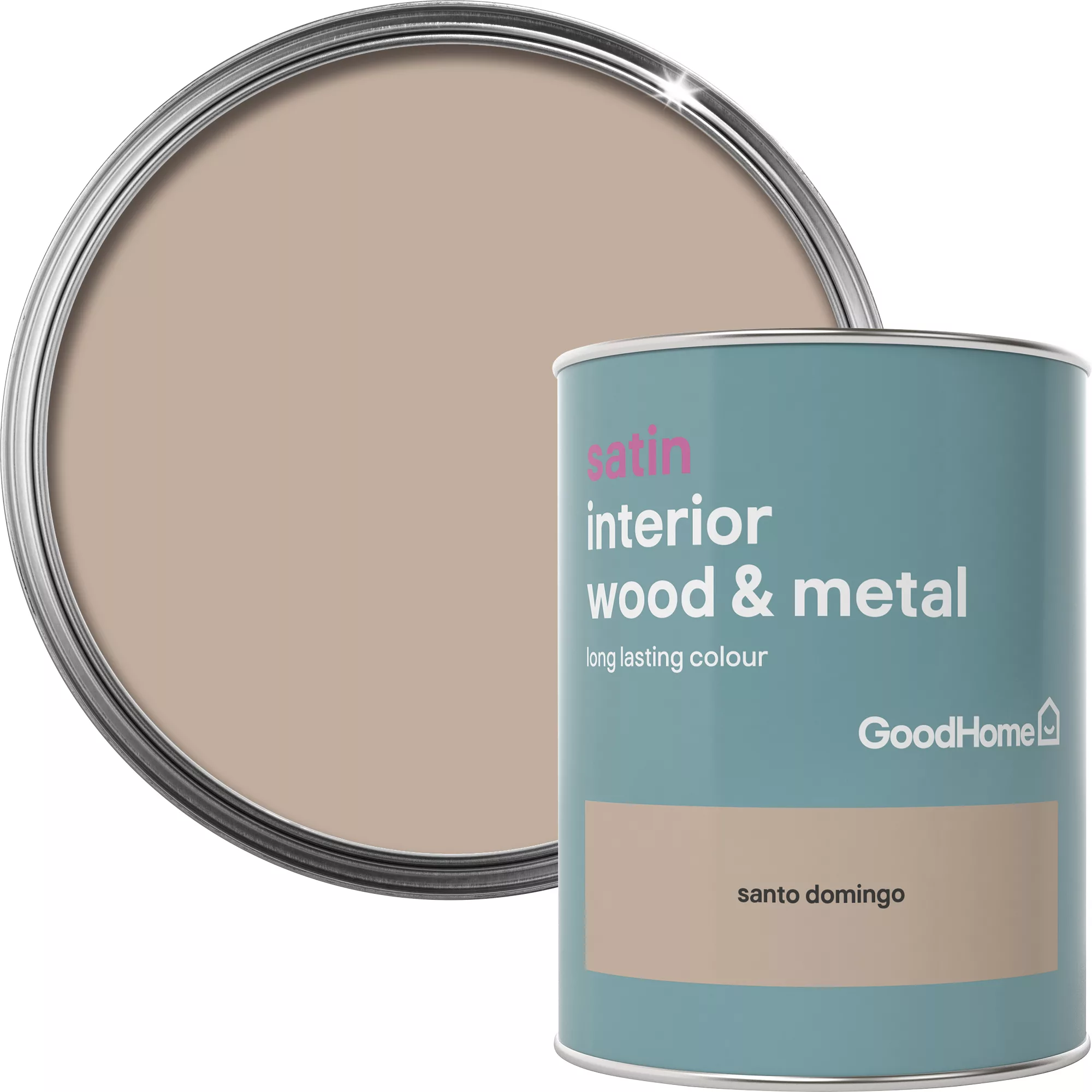 GoodHome Santo Domingo Satin Metal & Wood Paint, 750ml 1 GoodHome Santo Domingo Satin Metal & Wood Paint, 750ml