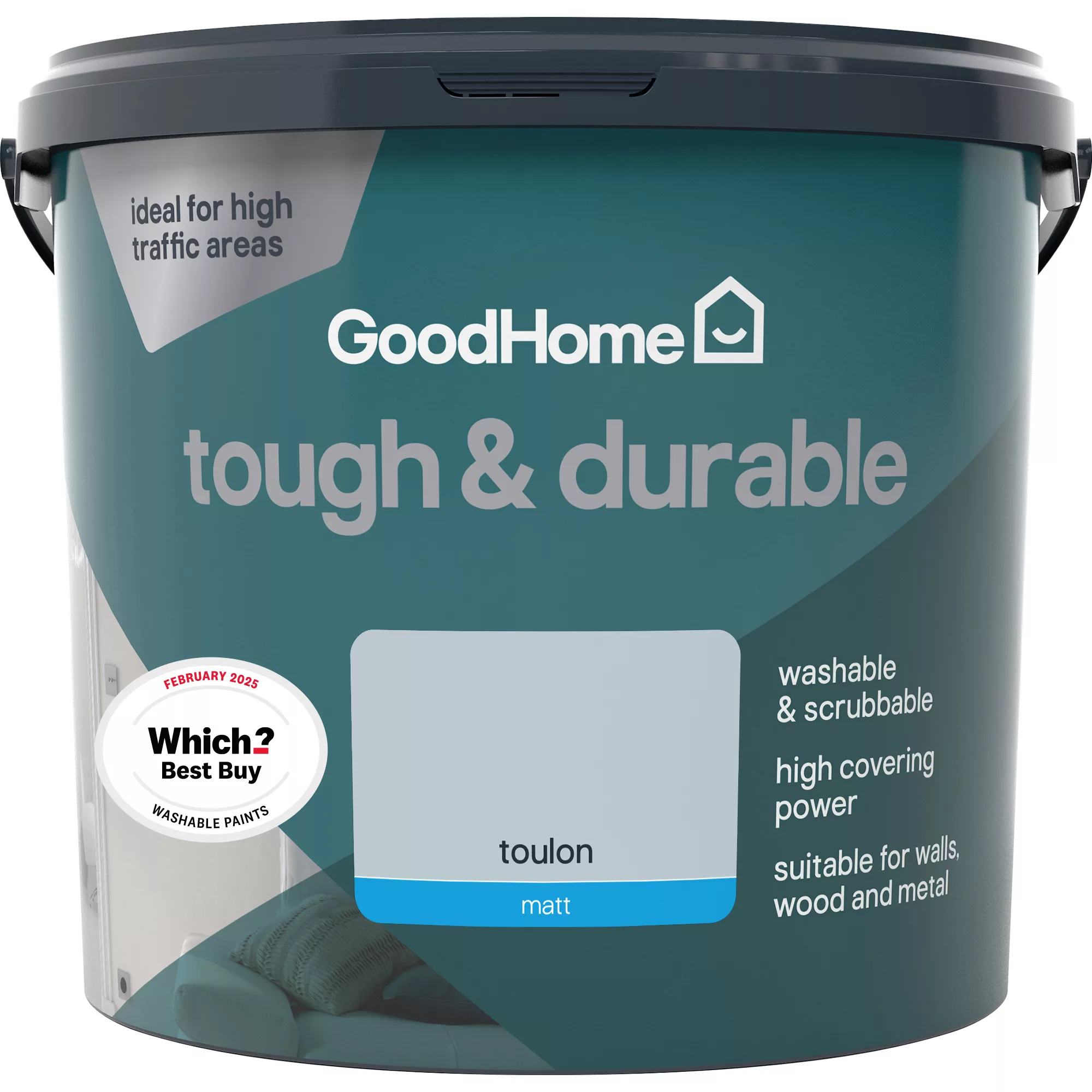 GoodHome Tough & Durable Toulon Matt Emulsion Paint, 5L 2 GoodHome Tough & Durable Toulon Matt Emulsion Paint, 5L - Image 2