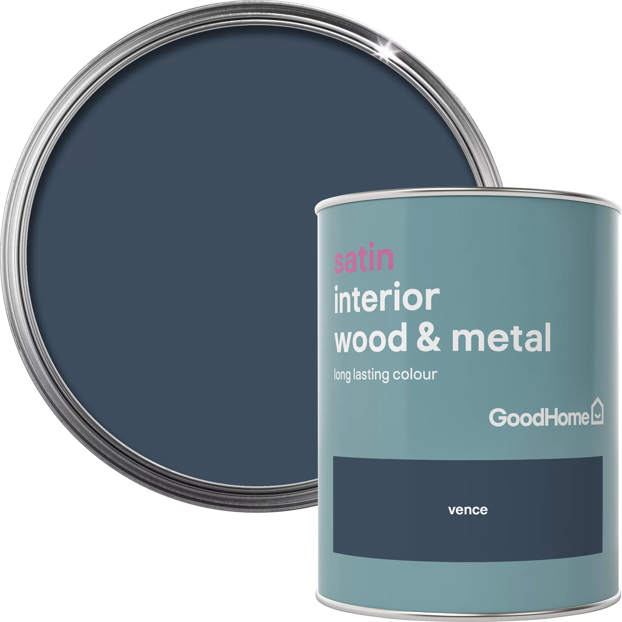 GoodHome Vence Satin Metal & Wood Paint, 750ml 2 GoodHome Vence Satin Metal & Wood Paint, 750ml - Image 2
