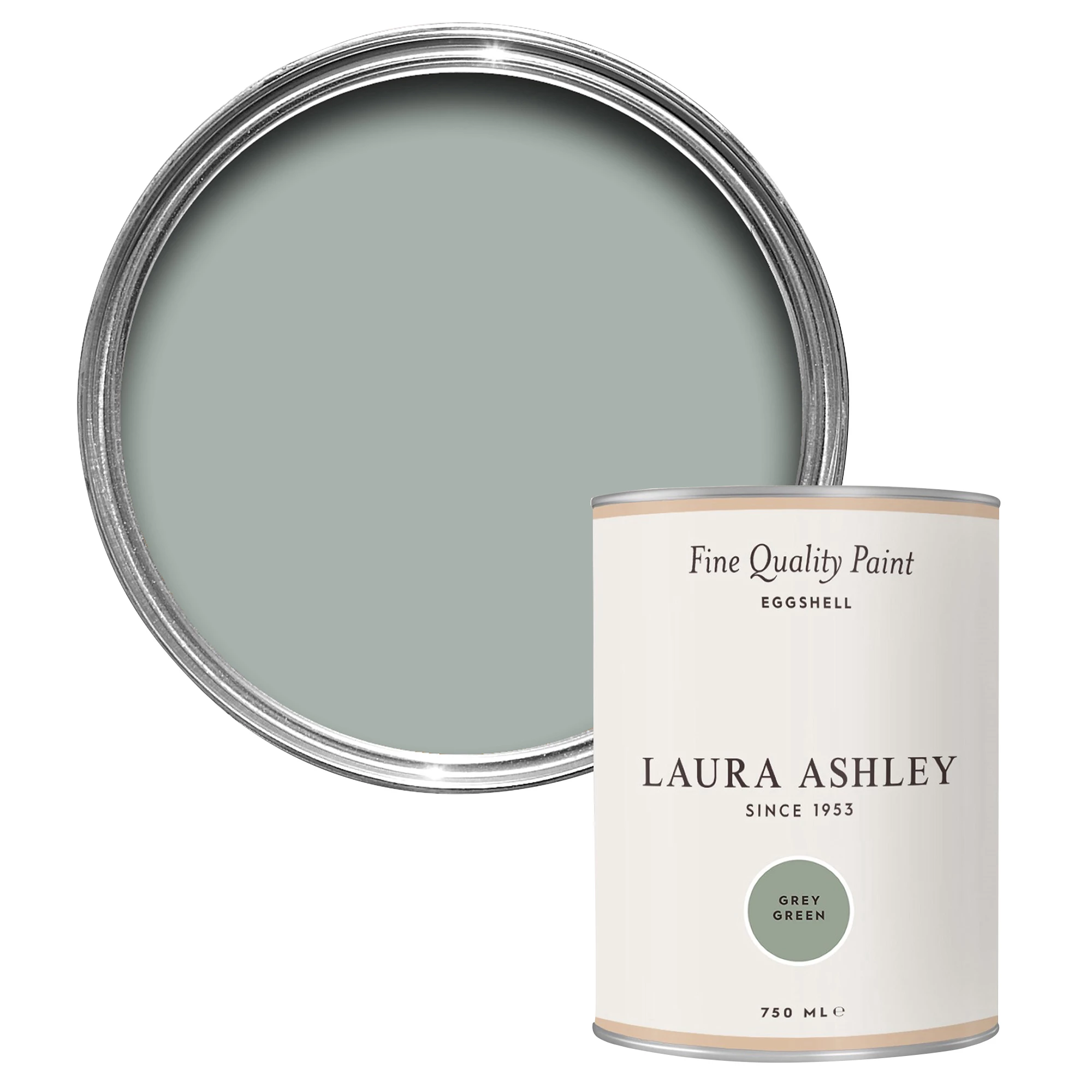 Laura Ashley Grey Green Eggshell Emulsion Paint, 750ml 1 Laura Ashley Grey Green Eggshell Emulsion Paint, 750ml