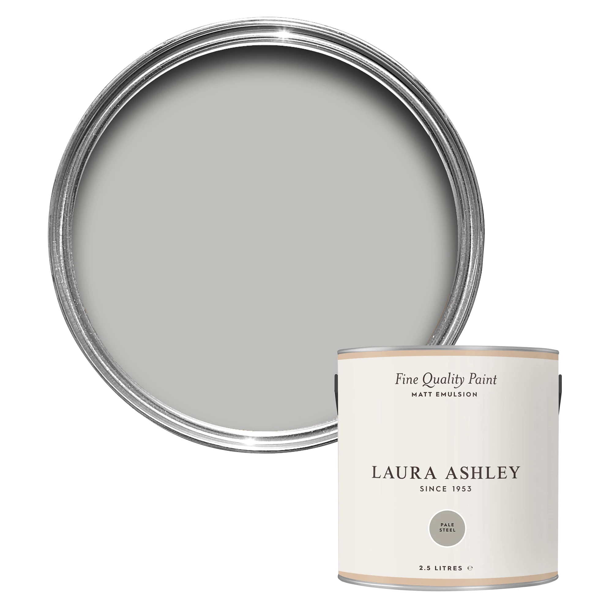 Laura Ashley Pale Steel Matt Emulsion Paint, 2.5L 1 Laura Ashley Pale Steel Matt Emulsion Paint, 2.5L