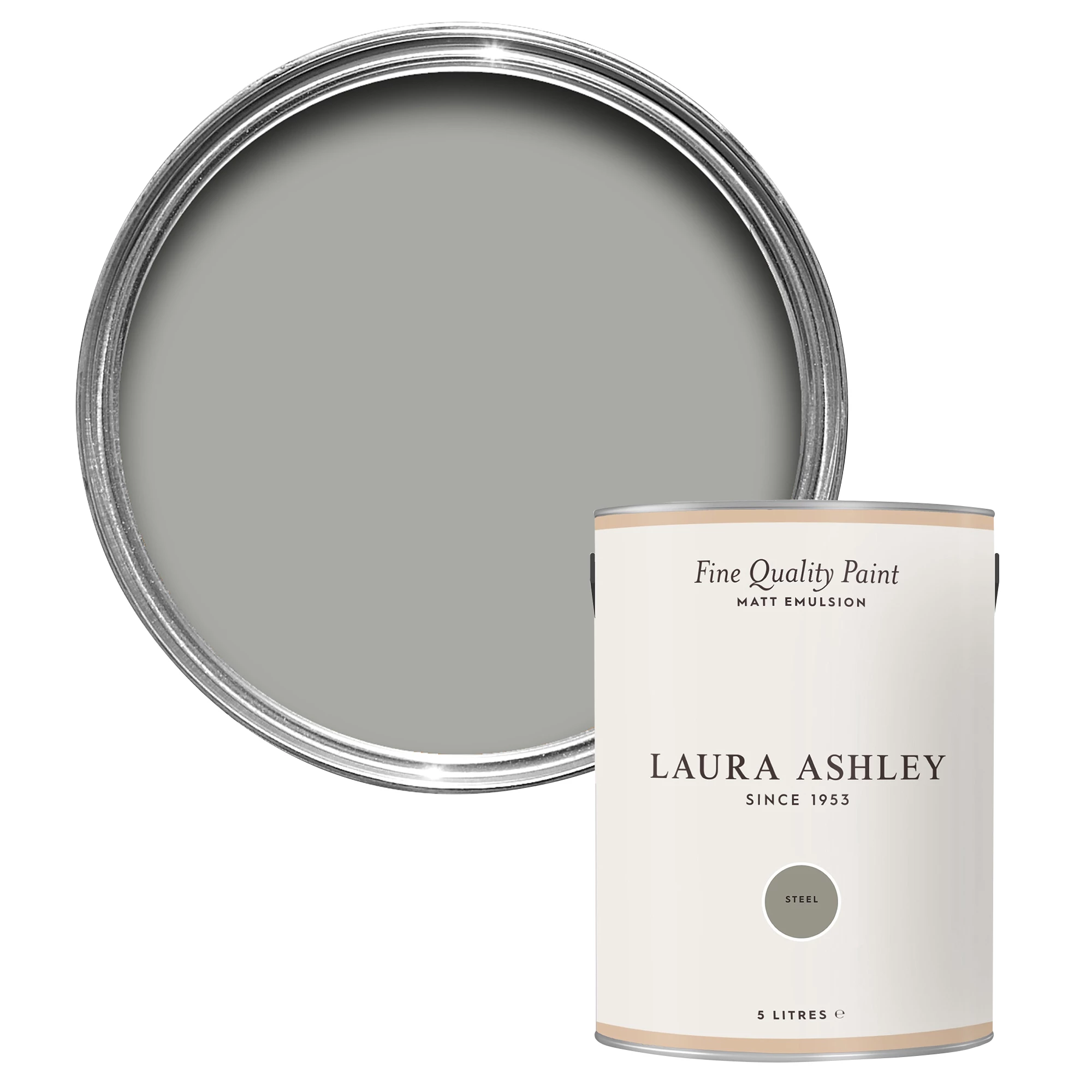 Laura Ashley Steel Matt Emulsion Paint, 5L 1 Laura Ashley Steel Matt Emulsion Paint, 5L