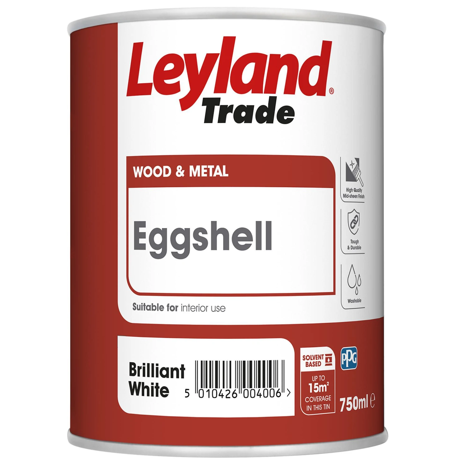Leyland Trade Pure Brilliant White Eggshell Metal & Wood Paint, 750ml 1 Leyland Trade Pure Brilliant White Eggshell Metal & Wood Paint, 750ml