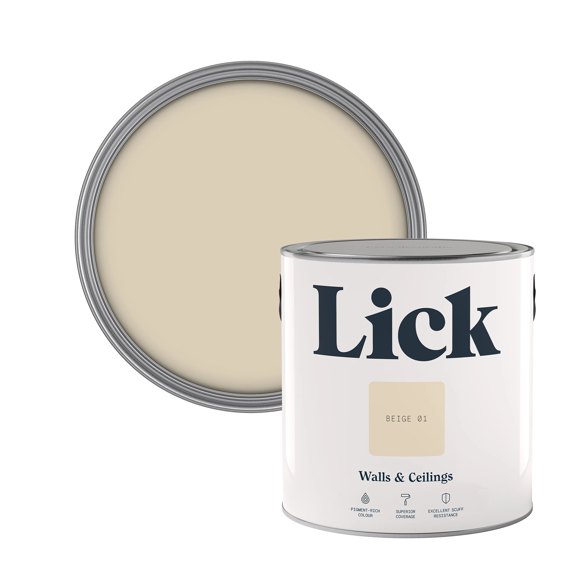 Lick Beige 01 Matt Emulsion Paint, 2.5L 1 Lick Beige 01 Matt Emulsion Paint, 2.5L