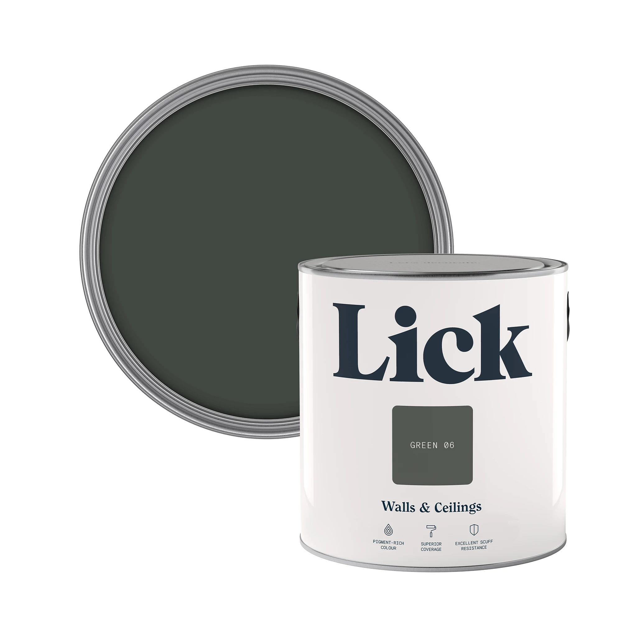 Lick Green 06 Matt Emulsion Paint, 2.5L 1 Lick Green 06 Matt Emulsion Paint, 2.5L