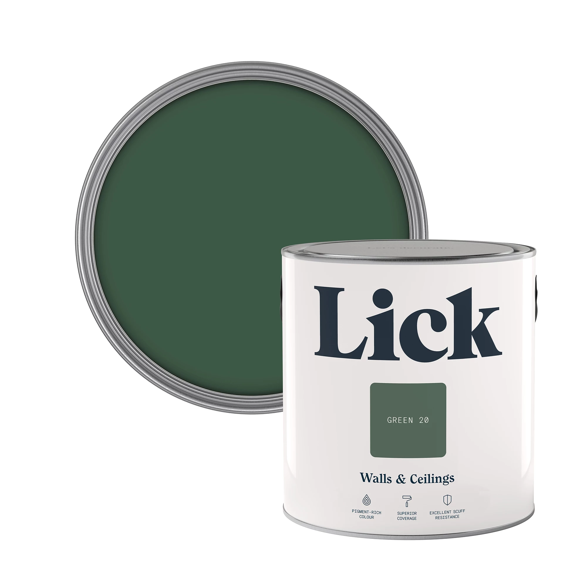 Lick Green 20 Matt Emulsion Paint, 2.5L 1 Lick Green 20 Matt Emulsion Paint, 2.5L