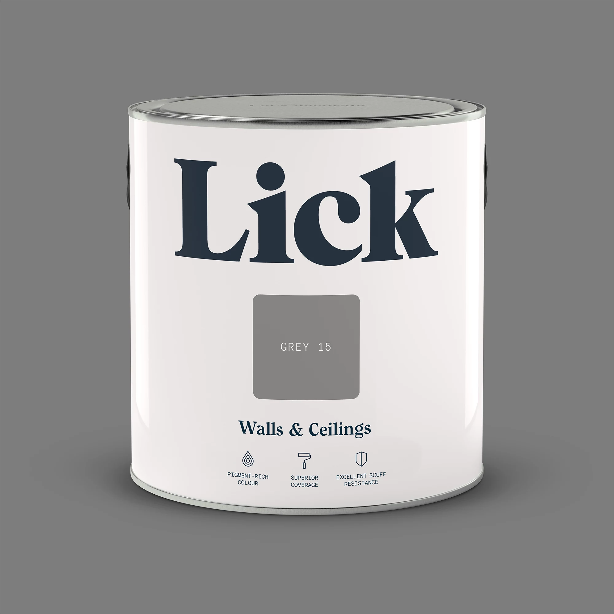 Lick Grey 15 Matt Emulsion Paint, 2.5L 2 Lick Grey 15 Matt Emulsion Paint, 2.5L - Image 2