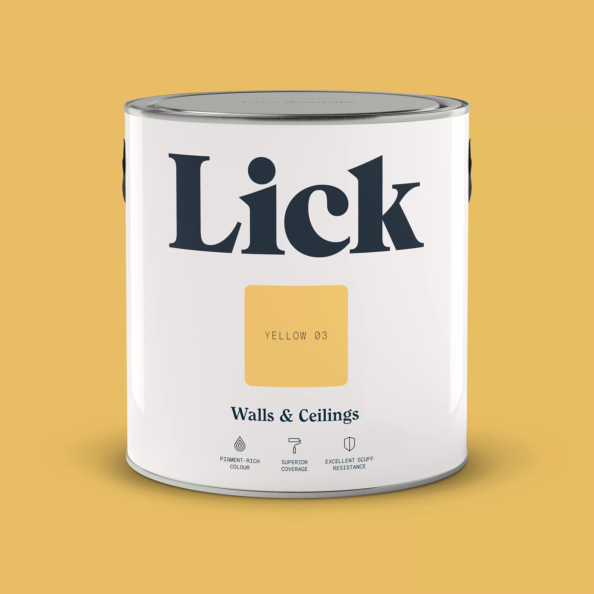 Lick Yellow 03 Matt Emulsion Paint, 2.5L 2 Lick Yellow 03 Matt Emulsion Paint, 2.5L - Image 2
