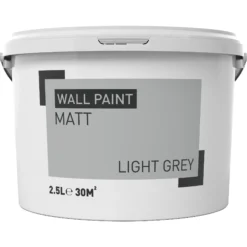Light Grey Matt Emulsion Paint, 2.5L