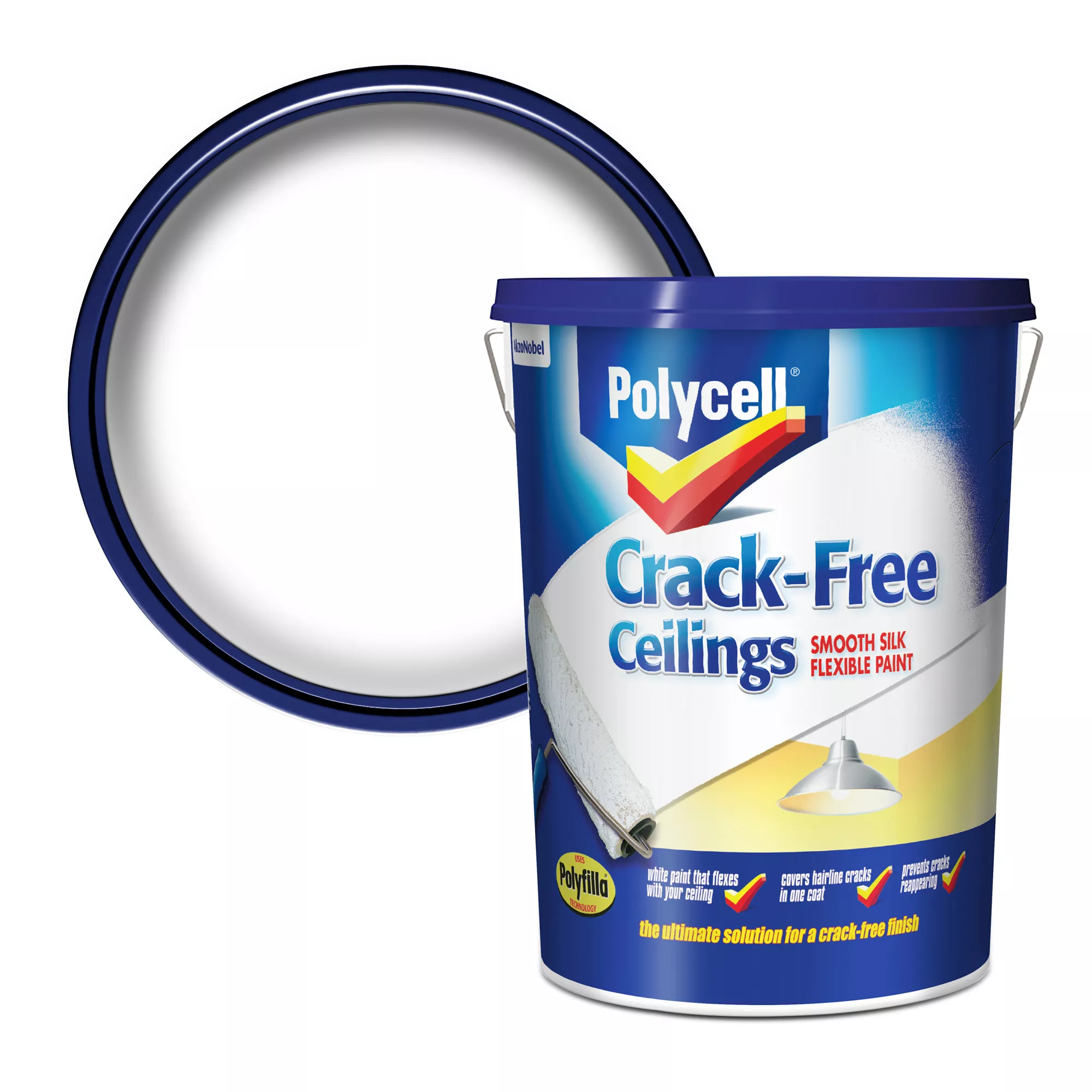 Polycell Crack Free White Silk Emulsion Paint, 5L 1 Polycell Crack Free White Silk Emulsion Paint, 5L