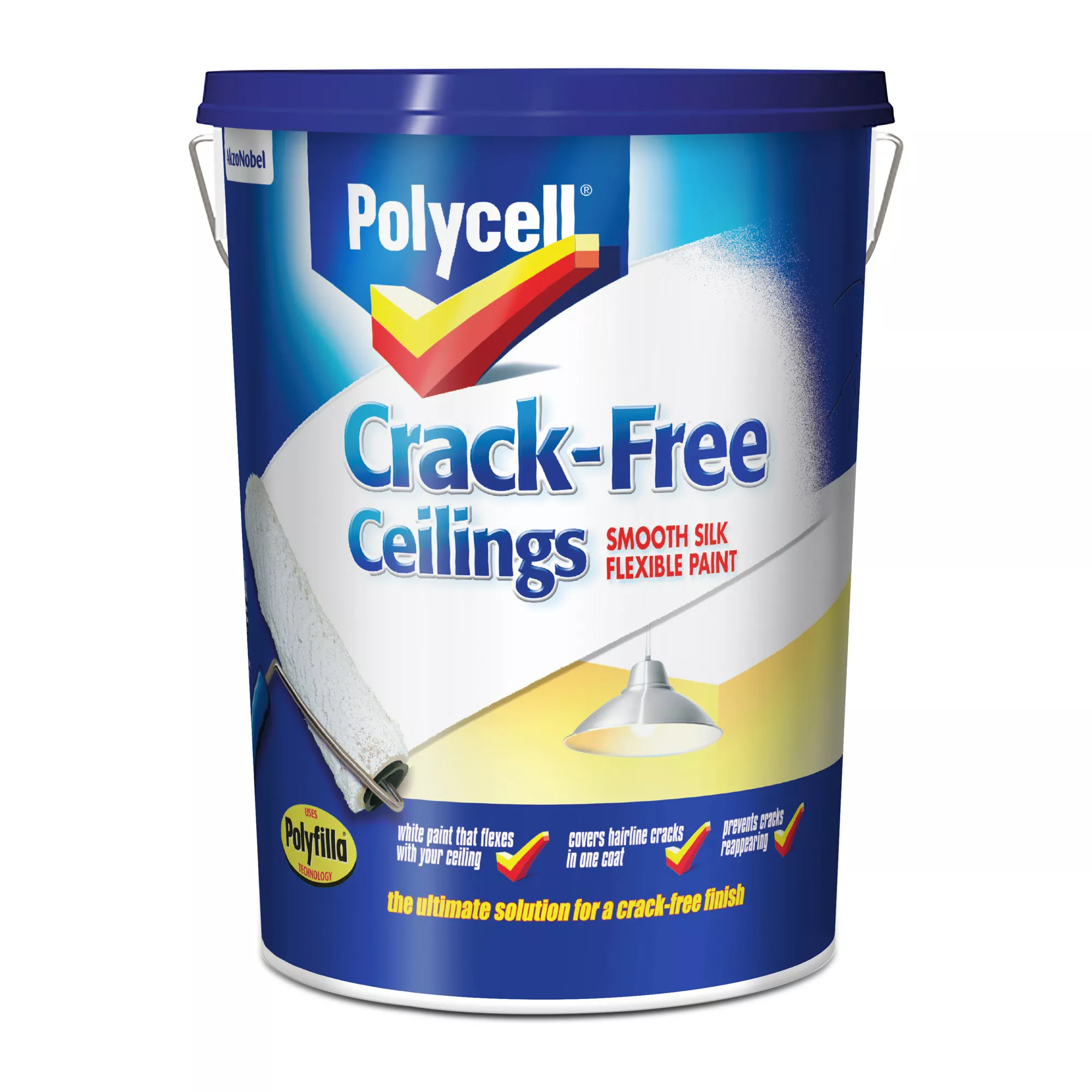 Polycell Crack Free White Silk Emulsion Paint, 5L 2 Polycell Crack Free White Silk Emulsion Paint, 5L - Image 2