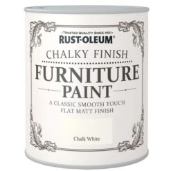 Rust-Oleum Chalk White Chalky Effect Matt Furniture Paint, 2.5L