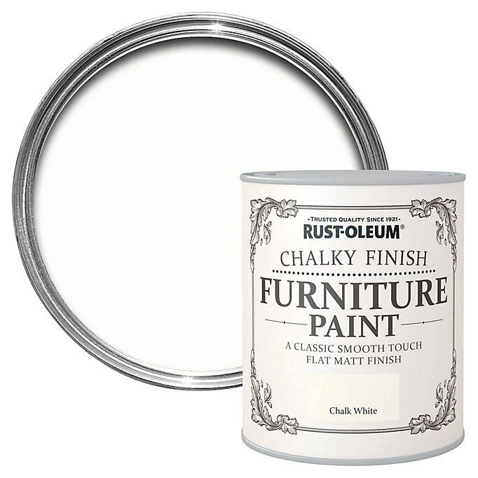 Rust-Oleum Chalk White Chalky Effect Matt Furniture Paint, 750ml 1 Rust-Oleum Chalk White Chalky Effect Matt Furniture Paint, 750ml