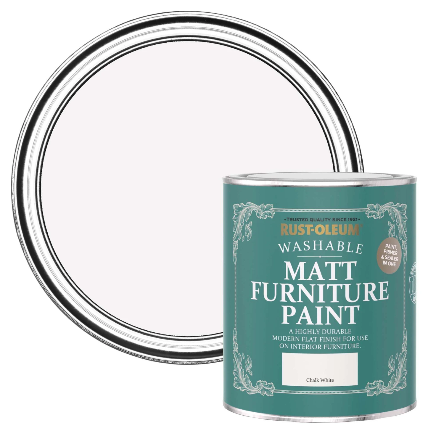 Rust-Oleum Chalk White Matt Furniture Paint, 750ml 1 Rust-Oleum Chalk White Matt Furniture Paint, 750ml