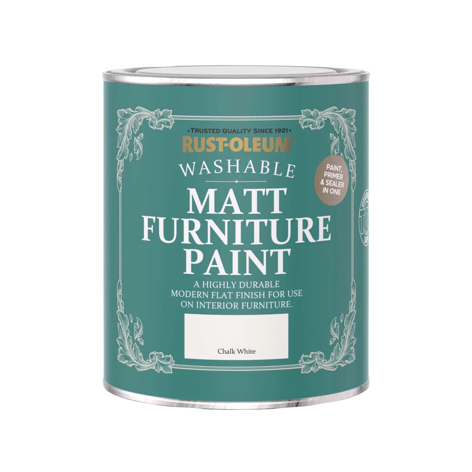 Rust-Oleum Chalk White Matt Furniture Paint, 750ml 2 Rust-Oleum Chalk White Matt Furniture Paint, 750ml - Image 2