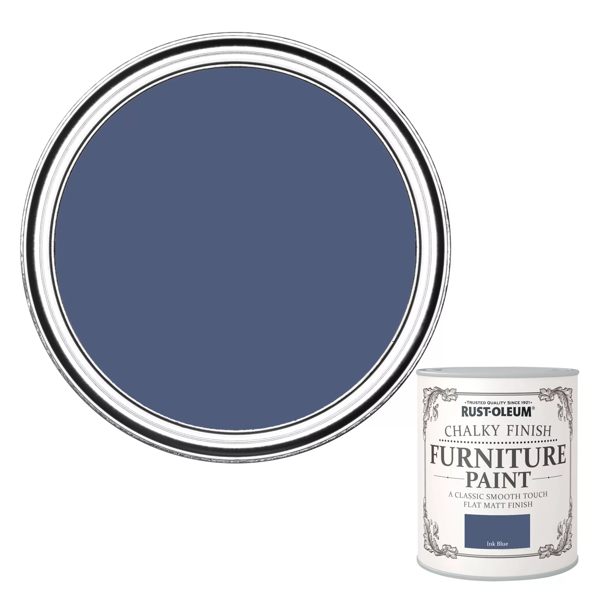 Rust-Oleum Ink Blue Flat Matt Furniture Paint, 750ml 1 Rust-Oleum Ink Blue Flat Matt Furniture Paint, 750ml