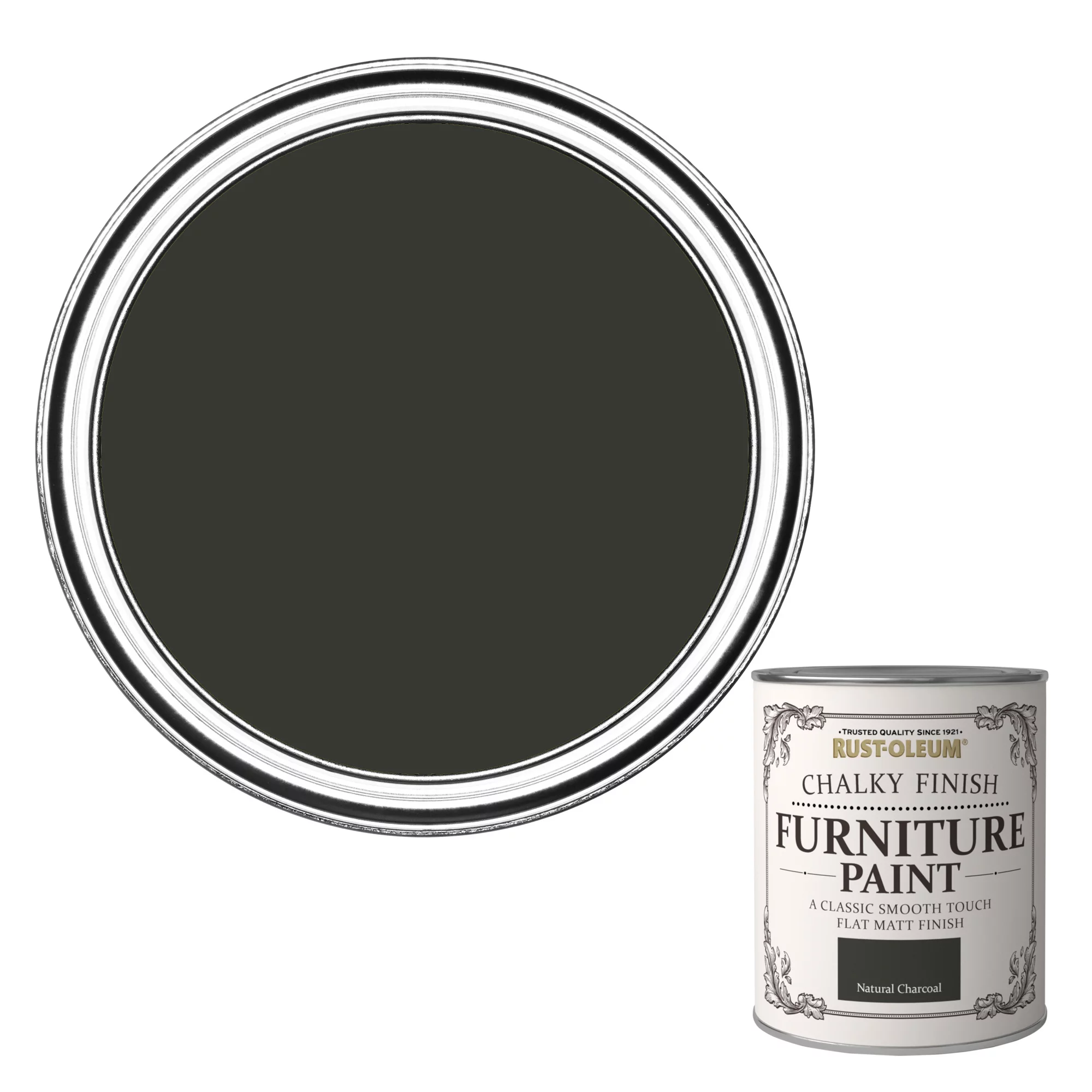 Rust-Oleum Natural Charcoal Flat Matt Furniture Paint, 750ml 1 Rust-Oleum Natural Charcoal Flat Matt Furniture Paint, 750ml