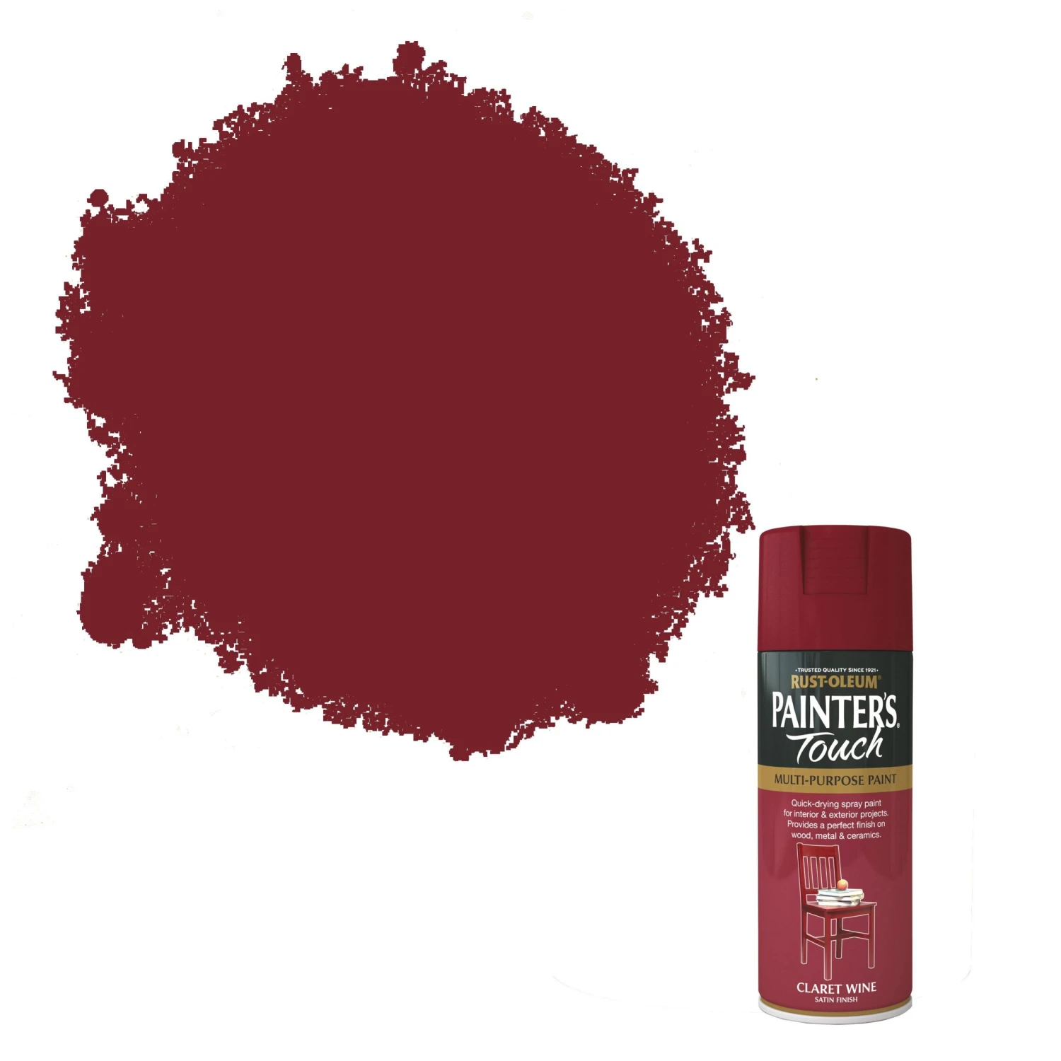 Rust-Oleum Painter's Touch Claret Wine Satinwood Multi-surface Decorative Spray Paint, 400ml 1 Rust-Oleum Painter's Touch Claret Wine Satinwood Multi-surface Decorative Spray Paint, 400ml