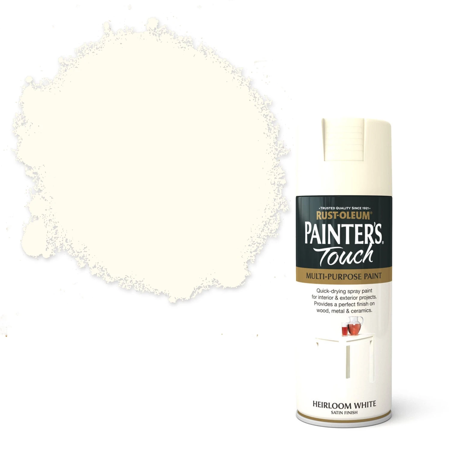 Rust-Oleum Painter's Touch Heirloom White Satinwood Multi-surface Decorative Spray Paint, 400ml 1 Rust-Oleum Painter's Touch Heirloom White Satinwood Multi-surface Decorative Spray Paint, 400ml