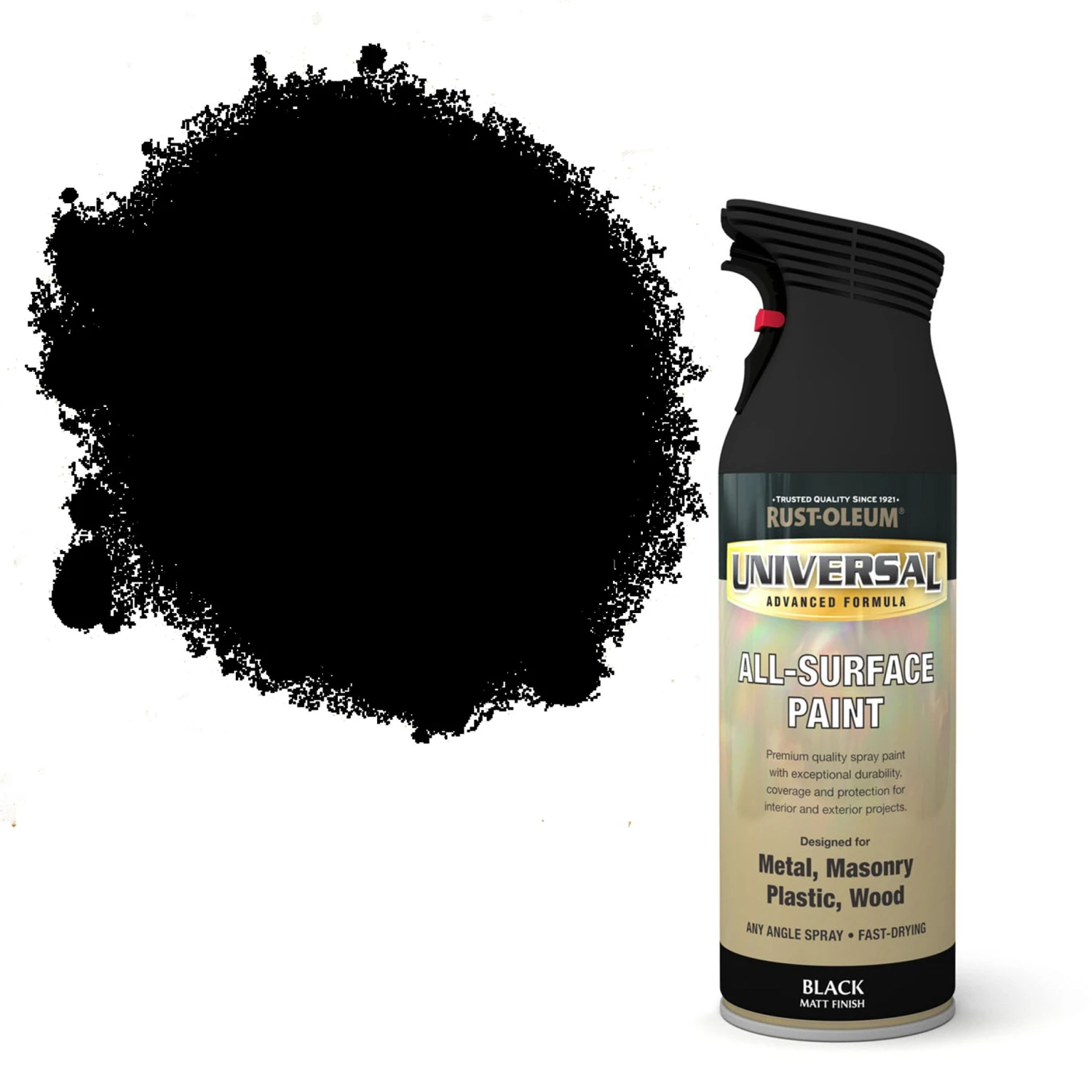 Rust-Oleum Universal Black Matt Multi-surface Spray Paint, 400ml 1 Rust-Oleum Universal Black Matt Multi-surface Spray Paint, 400ml