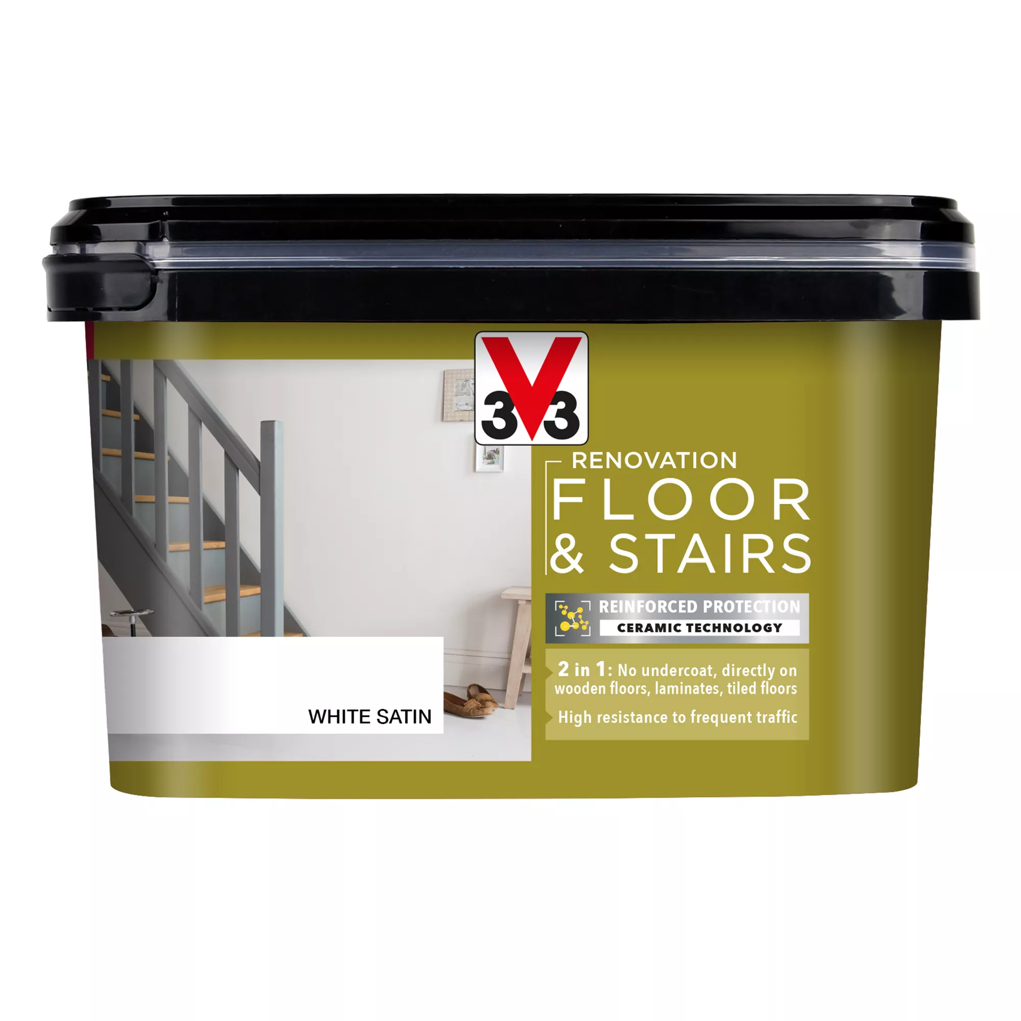 V33 High Performance White Satinwood Floor & Stair Paint, 2L 2 V33 High Performance White Satinwood Floor & Stair Paint, 2L - Image 2