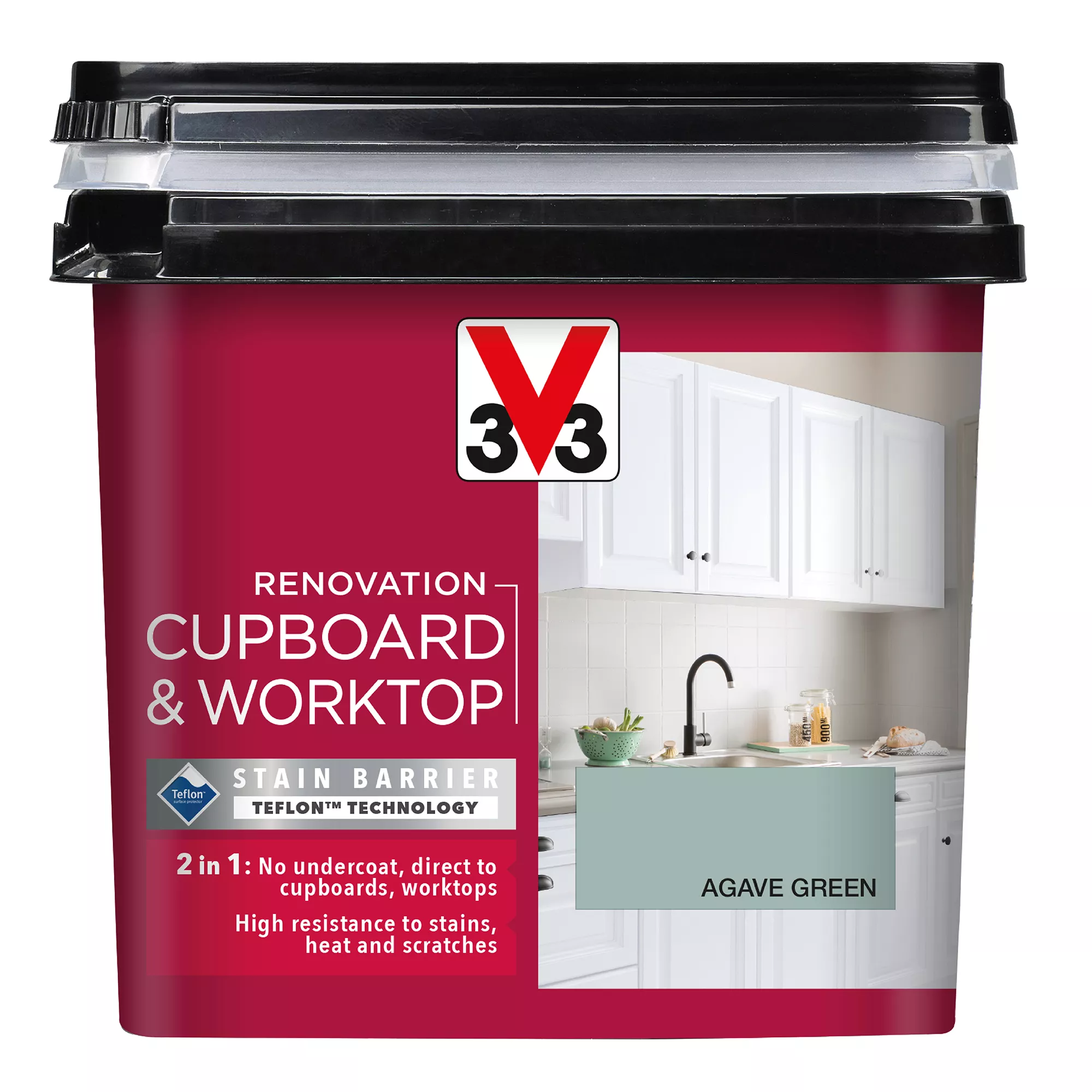 V33 Renovation Agave Green Satinwood Cupboard & Cabinet Paint, 750ml 2 V33 Renovation Agave Green Satinwood Cupboard & Cabinet Paint, 750ml - Image 2