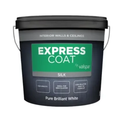 Valspar Express Coat Pure Brilliant White Silk Emulsion Paint, 10L