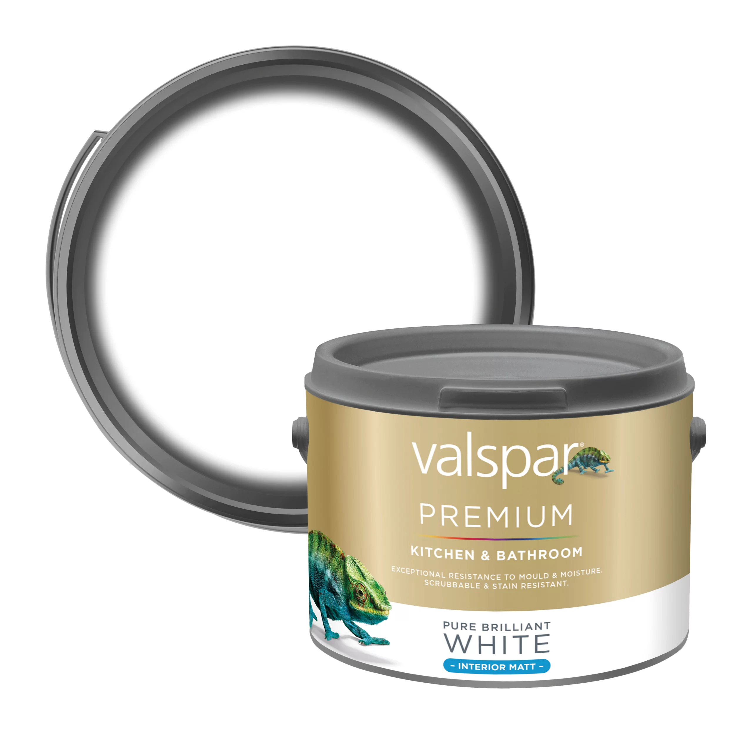 Valspar Premium Kitchen & Bathroom Pure Brilliant White Matt Emulsion Paint, 2.5L 1 Valspar Premium Kitchen & Bathroom Pure Brilliant White Matt Emulsion Paint, 2.5L