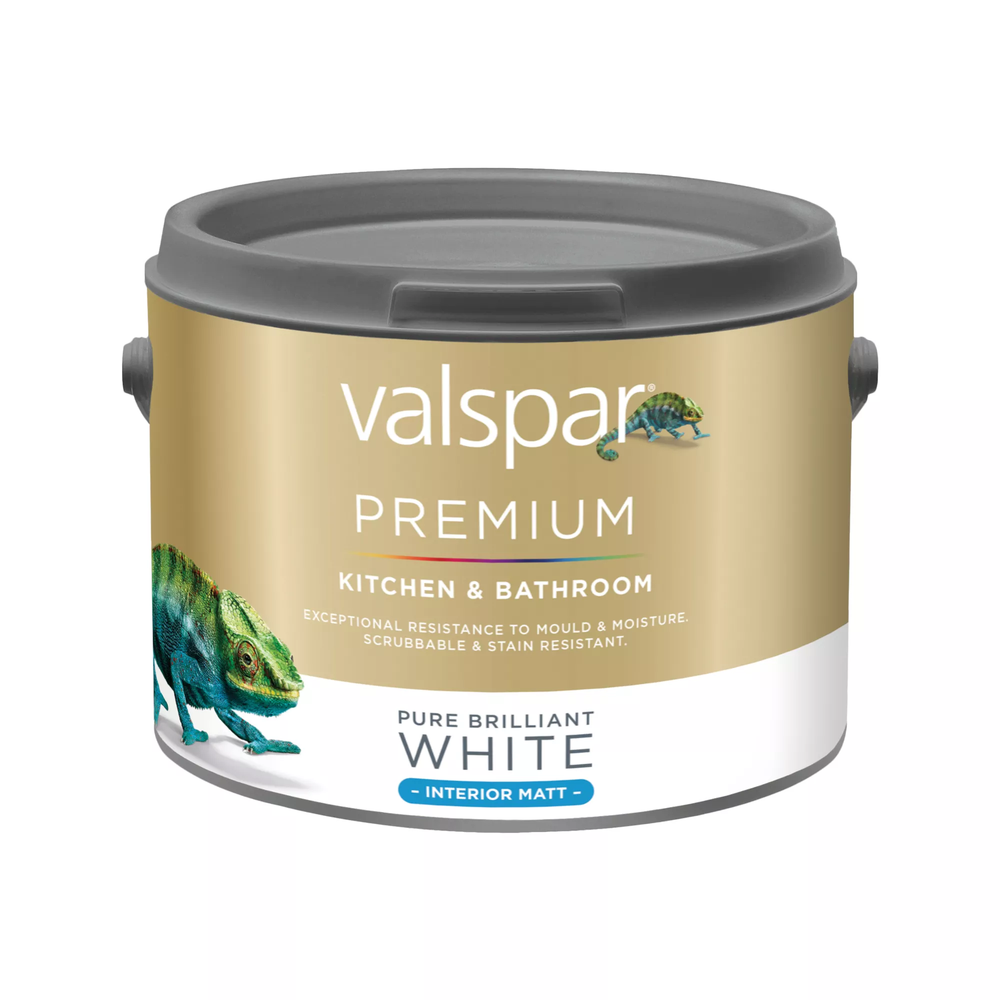 Valspar Premium Kitchen & Bathroom Pure Brilliant White Matt Emulsion Paint, 2.5L 2 Valspar Premium Kitchen & Bathroom Pure Brilliant White Matt Emulsion Paint, 2.5L - Image 2