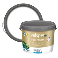 Valspar Premium Walls & Ceilings Pure Brilliant White Matt Emulsion Paint, 10L